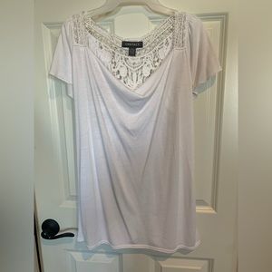 Flutter sleeve lace back blouse